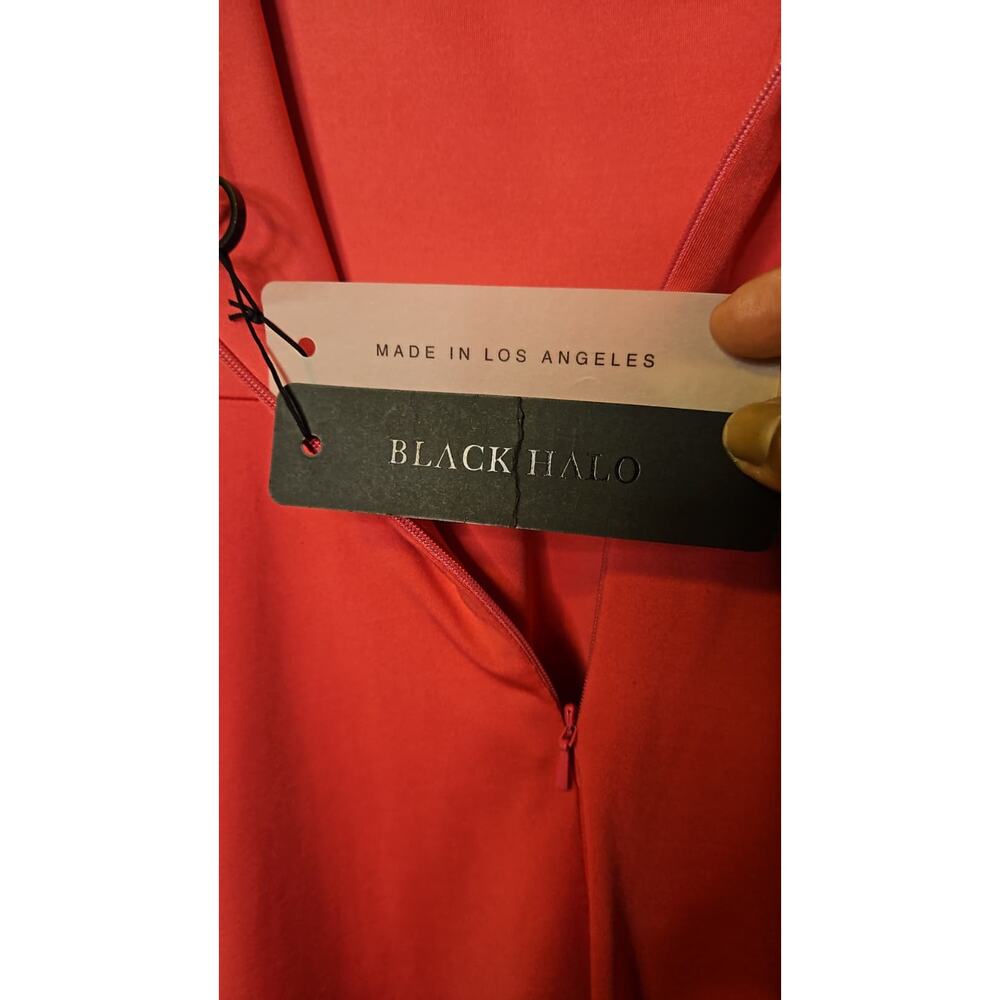 Black Halo Jackie O Swing Dress Red Pop Small NWT | Draped Jersey Fit & Flare - Picture 3 of 6